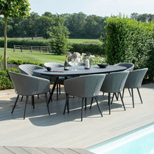 Load image into Gallery viewer, Ambition All Weather Fabric Oval Eight seat Garden Dining Set with Spray Stone Dining Table - Grey
