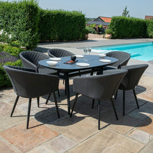Load image into Gallery viewer, Ambition All Weather Fabric Oval Six seat Garden Dining Set with Spray Stone Dining Table - Charcoal
