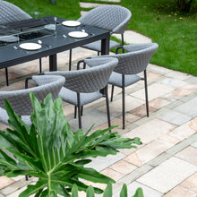 Load image into Gallery viewer, Pebble All Weather Grey Eight Seat Rectangular Garden Dining Set with LPG Gas Fire pit
