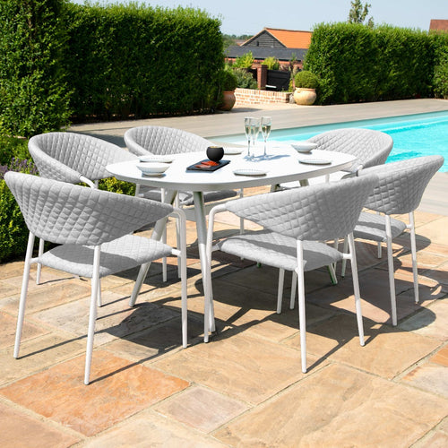 Pebble All weather Six Seat Oval Garden Dining Set Lead Chine