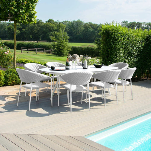 Pebble All weather Eight Seat Oval Garden Dining Set Lead Chine