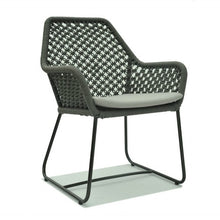 Load image into Gallery viewer, Skyline Design Luxury Kona Metal outdoor dining chair with Robust powder coated framework and intraciet rope weave detailing to provide and open weave design. Five year commercial and residential warranty 
