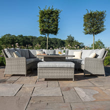 Load image into Gallery viewer, Oxford Grey Rattan Large Royal U Shape Modular Garden Sofa with LPG Fire Pit
