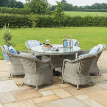 Load image into Gallery viewer, Oxford Grey Rattan Six Seat Round Heritage Garden Dining Set with Lazy Susan and Ice Bucket

