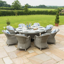 Load image into Gallery viewer, Oxford Grey Rattan Eight Seat Round Heritage Garden Dining Set with ice Bucket and Lazy Susan
