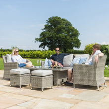 Load image into Gallery viewer, Oxford Grey Rattan Sofa Casual Dining Set with Integrated Ice Bucket and Rising Table
