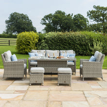 Load image into Gallery viewer, Oxford Grey Rattan Sofa Casual Dining Set with Integrated Ice Bucket and Rising Table
