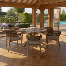 Load image into Gallery viewer, Porto Round Six Seat Wooden Garden Dining Set with Rope Weave detailing
