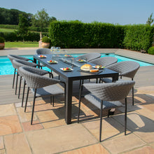 Load image into Gallery viewer, Pebble All Weather Grey Eight Seat Rectangular Garden Dining Set with LPG Gas Fire pit 
