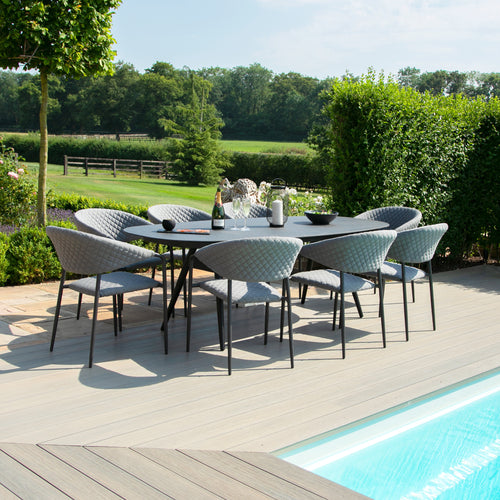 Pebble Grey All weather Eight Seat Oval Garden Dining Set