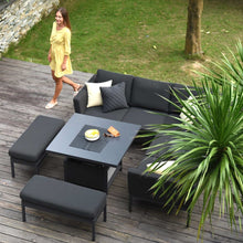 Load image into Gallery viewer, Pulse All Weather Charcoal Square Corner Dining With Spray Stone Rising Table
