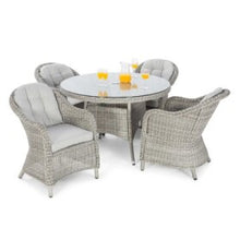 Load image into Gallery viewer, Oxford Grey Rattan Four Seat Round Heritage Garden Dining Set
