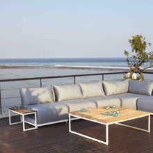 Load image into Gallery viewer, Skyline Design Nautic 80 x 30cm Long Metal Outdoor Side Table with Teak Top

