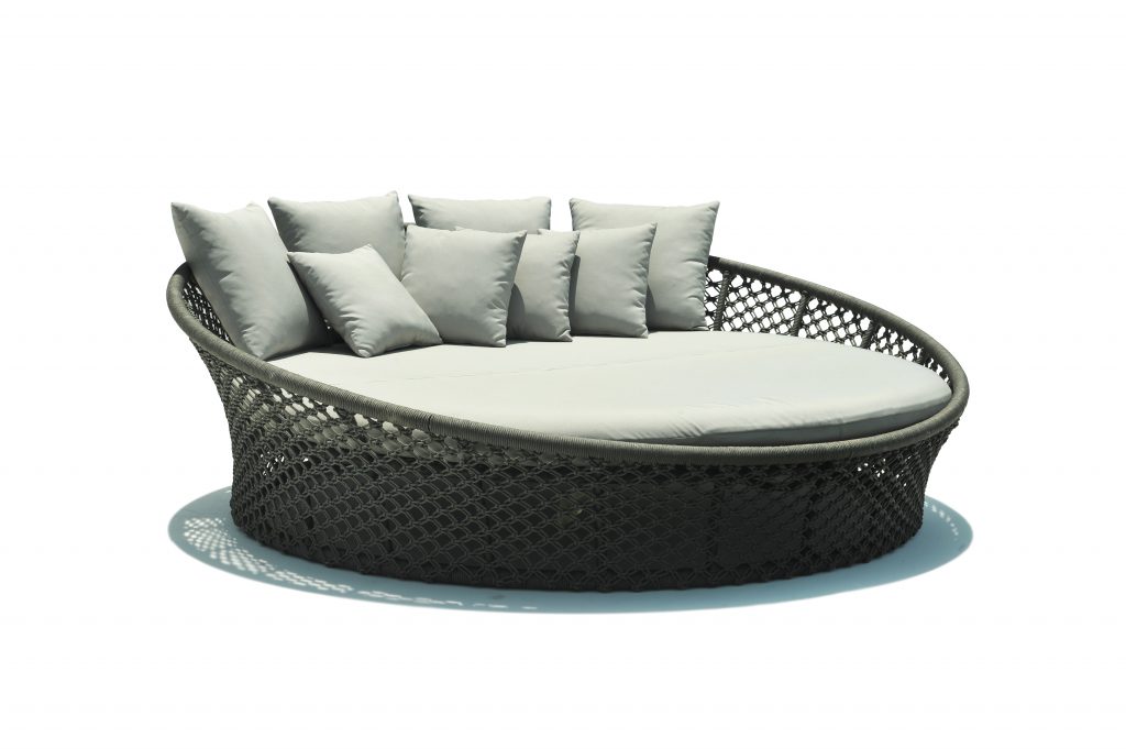 Skyline Design Kona Metal Outdoor Round Daybed with Open Rope Weave Detailing