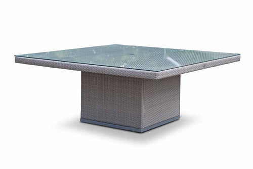 Skyline Design Pacific Rattan Square 180 x 180cm  Rattan Garden Dining Table with Glass Top