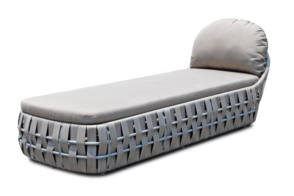 Skyline Design Strips Rattan Single Sun lounger Bed