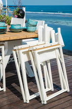 Load image into Gallery viewer, Skyline Design Venice White Metal Four Seat Square Outdoor Dining Set With Alaska Teak Top
