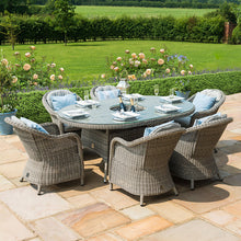 Load image into Gallery viewer, Oxford Grey Rattan Six Seat Oval Heritage Garden Dining Set wIth Lazy susan / Ice bucket
