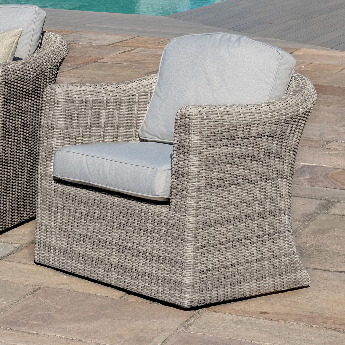 Oxford Grey Rattan Large L shape Corner Garden Sofa Set with Armchair and Coffee Table