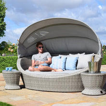 Load image into Gallery viewer, Oxford Grey Rattan Luxury Garden Daybed with canopy and Side stools MAZE
