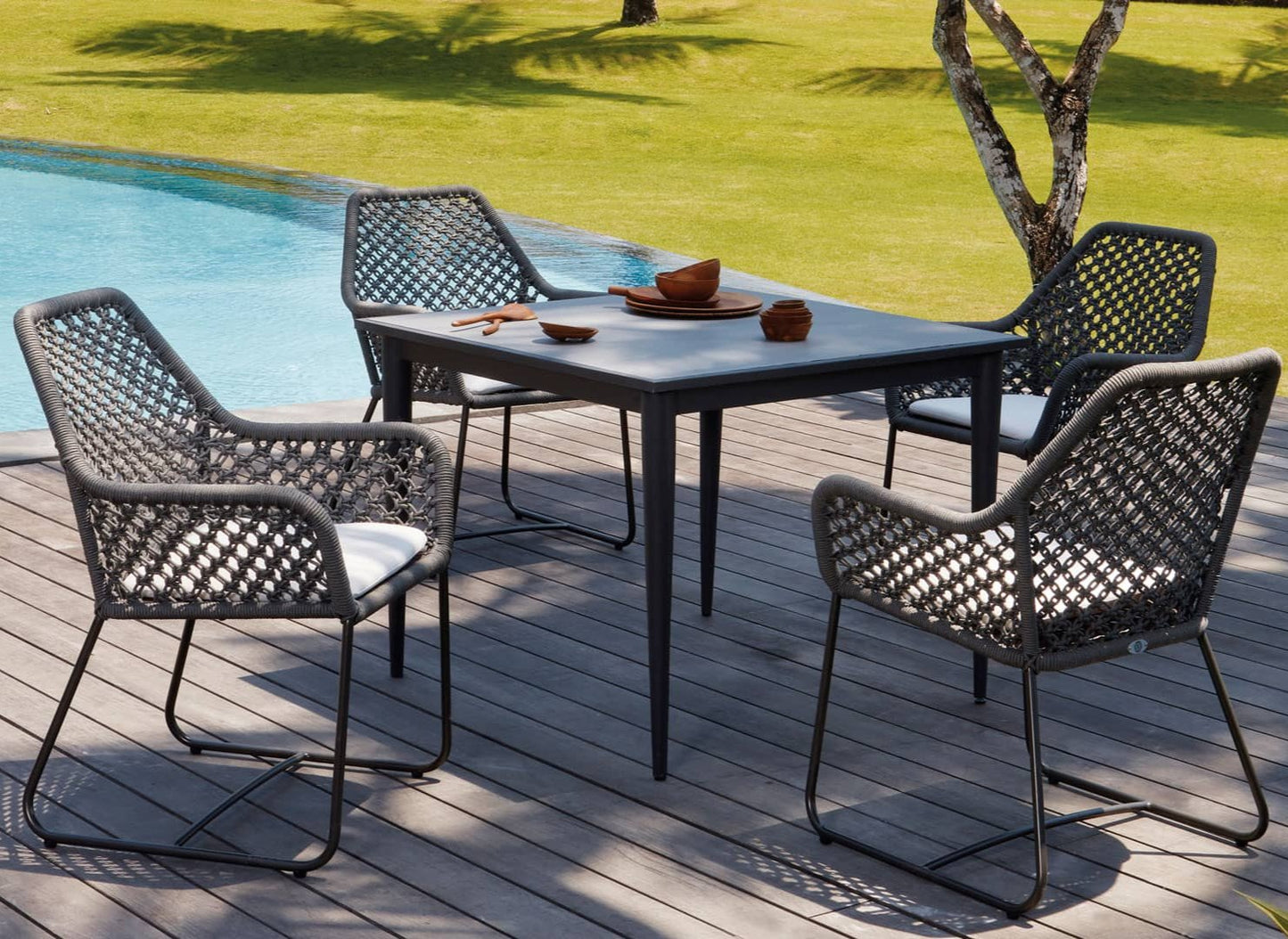 Skyline Design Metal Kona Outdoor Six Seat Rectangular Dining Set