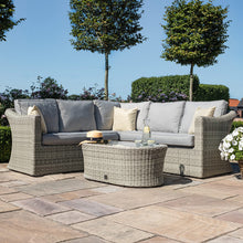 Load image into Gallery viewer, Oxford Grey Rattan Small L shape Corner Garden Sofa Set with Coffee Table MAZE
