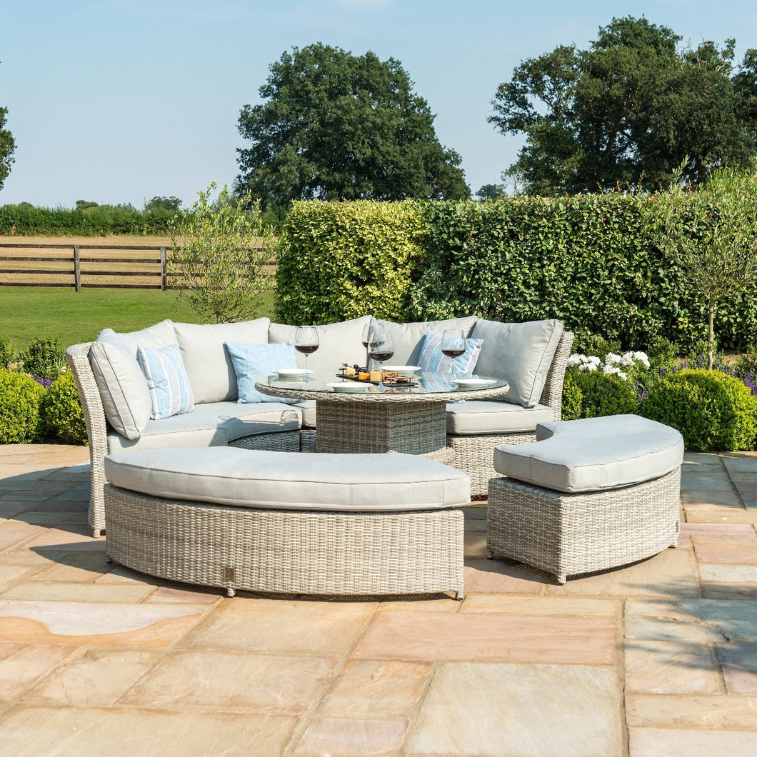 Oxford Grey Rattan Lifestyle casual Dining With Round Rising Table