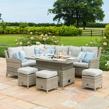 Load image into Gallery viewer, Oxford Grey Rattan Casual Corner Dining Set with Ice Bucket and Rising Table
