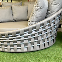 Load image into Gallery viewer, Skyline Design SALE Strips Round Silver Walnut Rattan Garden Daybed with side table - EX DISPLAY
