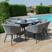 Load image into Gallery viewer, Ambition All Weather Fabric Oval Six seat Garden Dining Set with Spray Stone Dining Table
