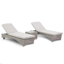 Load image into Gallery viewer, Oxford Grey Rattan Luxury Garden Sunlounger Set with Adjustable back rest and Side table
