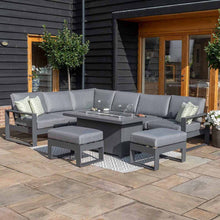 Load image into Gallery viewer, Amalfi Grey Aluminium Large Corner Group Garden Sofa Set With Gas Fire Pit Table
