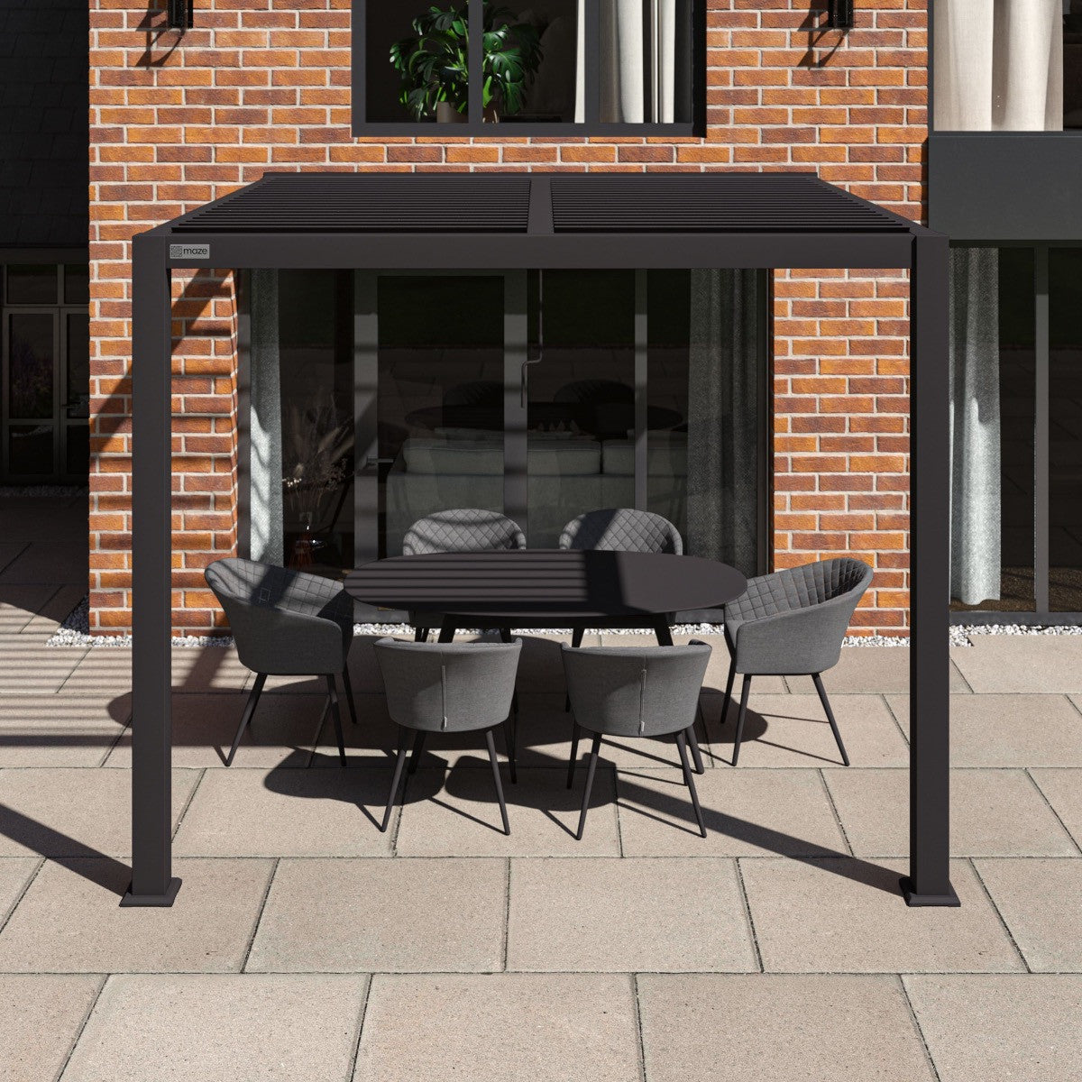 Aluminum Wall Mounted Lean To Louvred Roof Gazebo 3m x 3m Grey