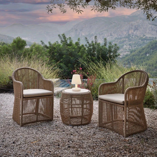 Skyline Design Natural Finish Calyxto Rattan Two Seat Balcony Companion Set