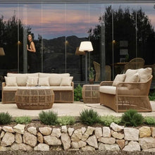 Load image into Gallery viewer, Skyline Design Natural Finish Calyxto Rattan Outdoor Love Seat Sofa
