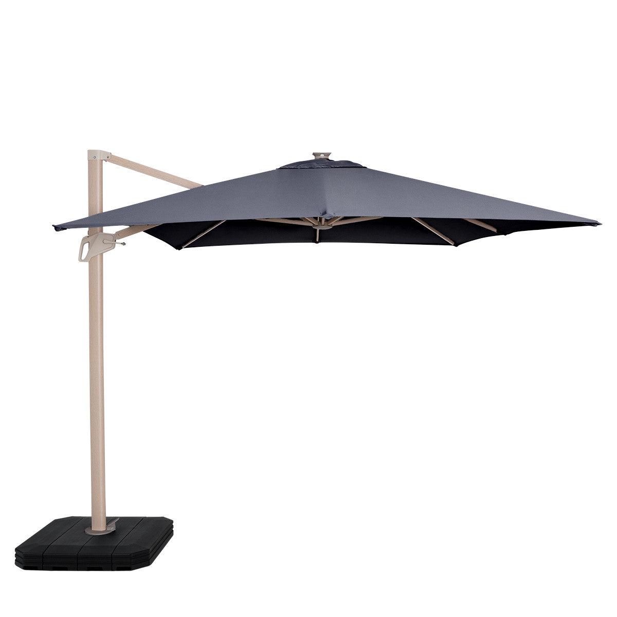 Cambray LED 2.4x3.3M Rectangular Wood Effect Cantilever Garden Parasol / Grey