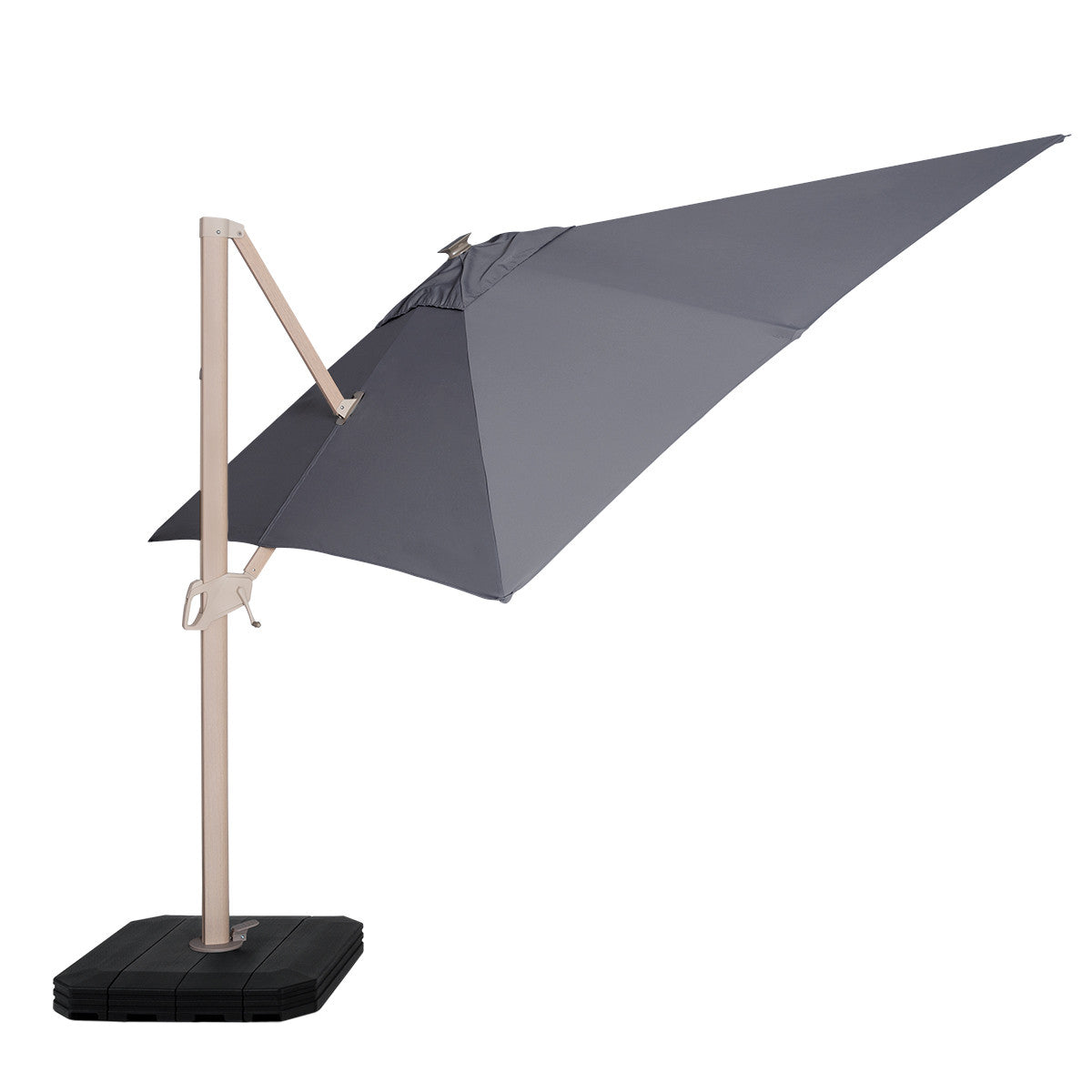 Cambray LED 2.4x3.3M Rectangular Wood Effect Cantilever Garden Parasol / Grey