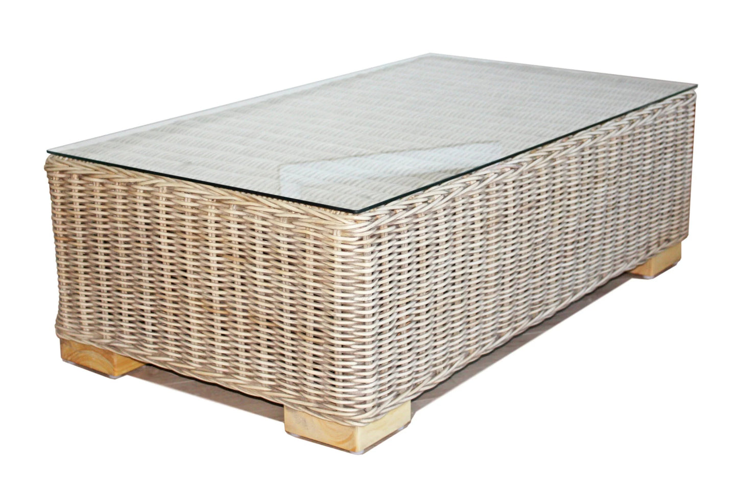 Kasami Indoor Modern Conservatory Rectangular Coffee Table Kubu Grey Rattan