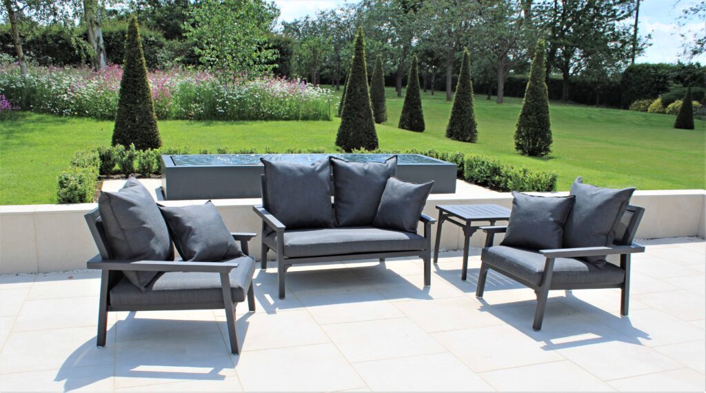 Maiori Design NC Classique Two Seat Aluminium Outdoor Sofa Set In Carbon