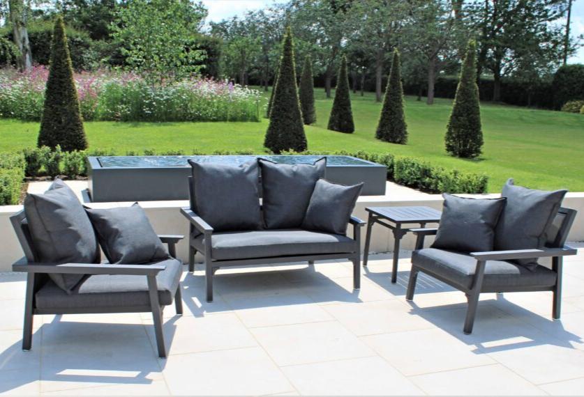 Maiori Design NC Classique Two Seat Aluminium Outdoor Sofa Set In Carbon