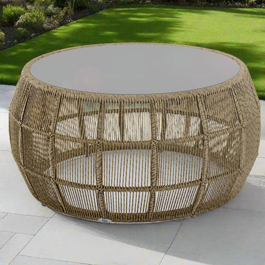 Skyline Design Calyxto Round Rattan Garden Coffee Table Wild Honey Weave