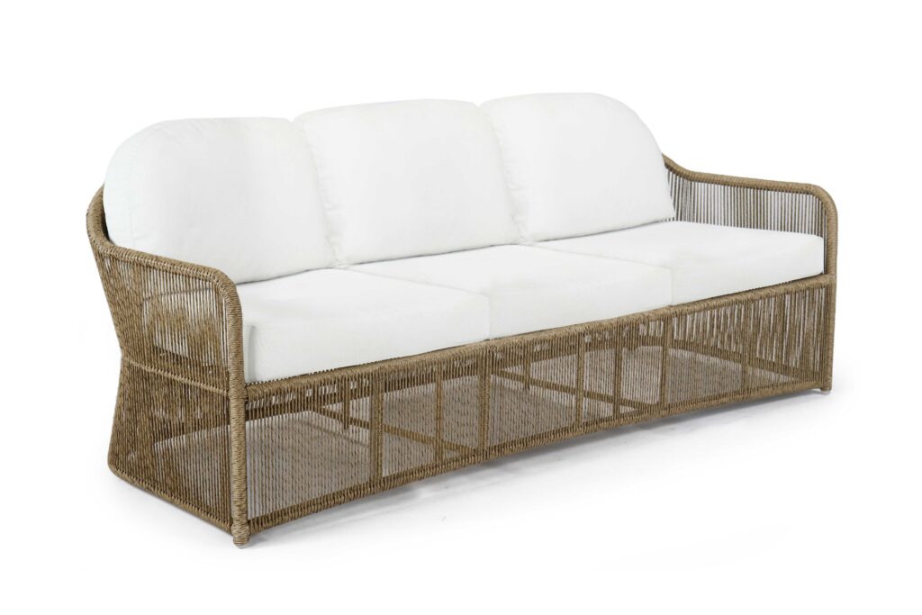 Skyline Design Natural Finish Calyxto Rattan Outdoor Three Seat Sofa