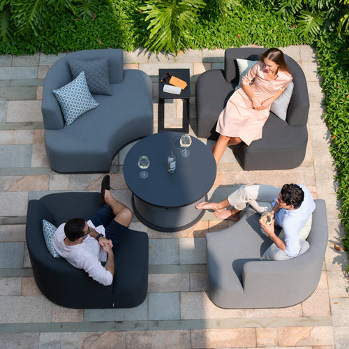 Snug All Weather Contemporary Modular Fabric Garden Sofa Set with Raising Stone Spray Stone Tempered Glass table