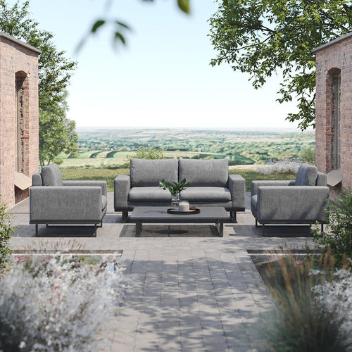Ethos Four Seat All weather Fabric Outdoor Sofa set with Coffee Table Flanelle grey