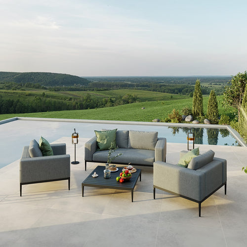Eve Four Seat All weather Fabric Contemporary Outdoor Sofa Set in Flanelle Grey