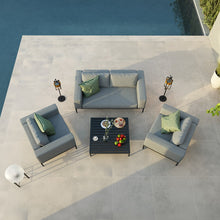 Load image into Gallery viewer, Eve Four Seat All weather Fabric Contemporary Outdoor Sofa Set in Flanelle Grey
