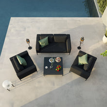 Load image into Gallery viewer, Eve Four Seat All weather Fabric Contemporary Outdoor Sofa Set in Charcoal Fabric
