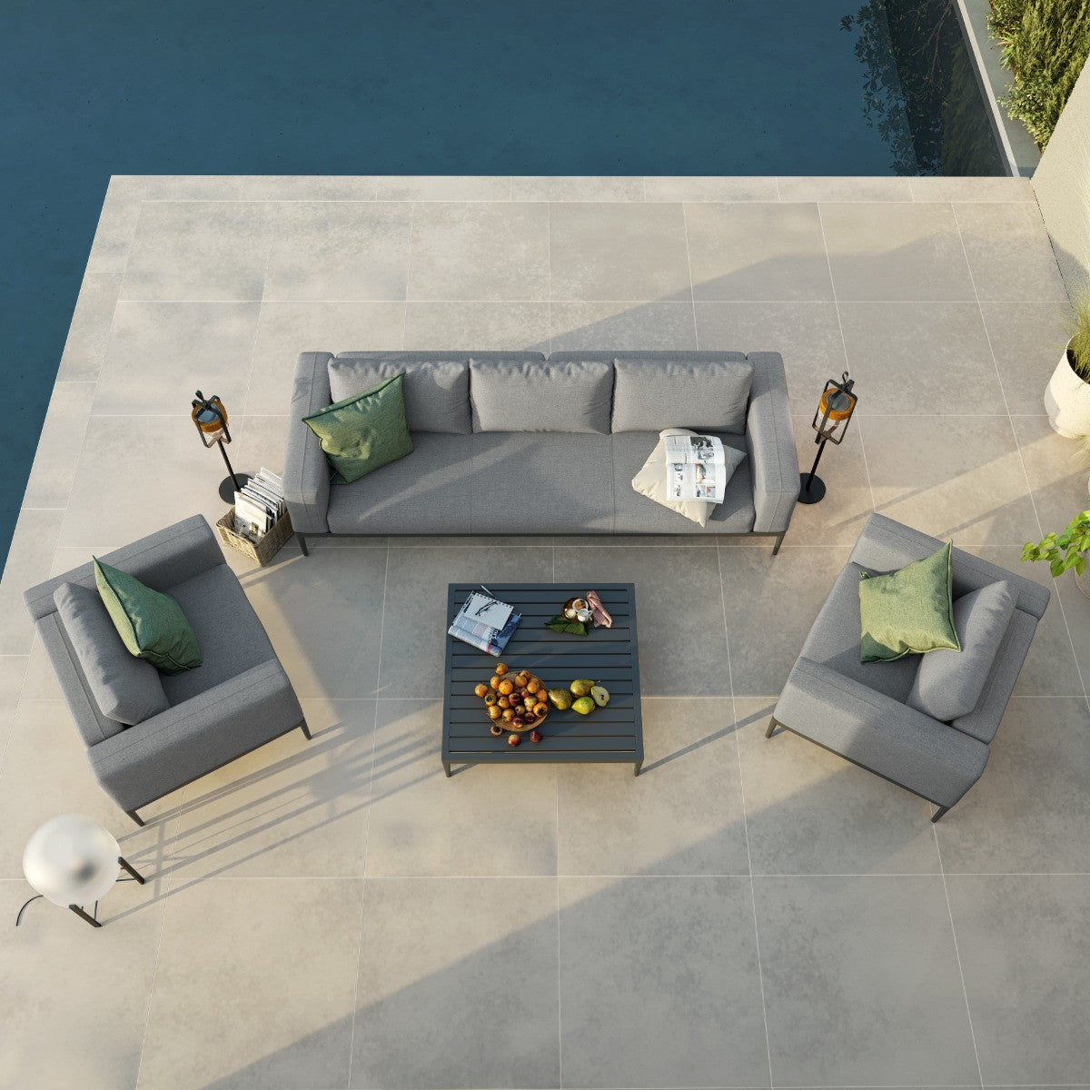 Eve Five Seat All weather Fabric Contemporary Outdoor Sofa Set in Flanelle Grey Fabric&nbsp;