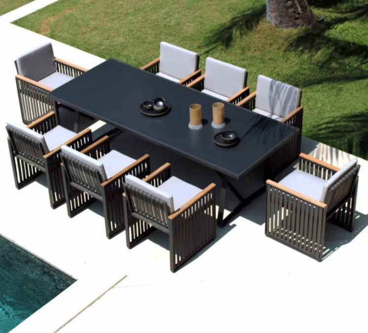 Skyline Design Horizon Eight Seat Rectangular Garden Dining Set with Composite Aluminium Table
