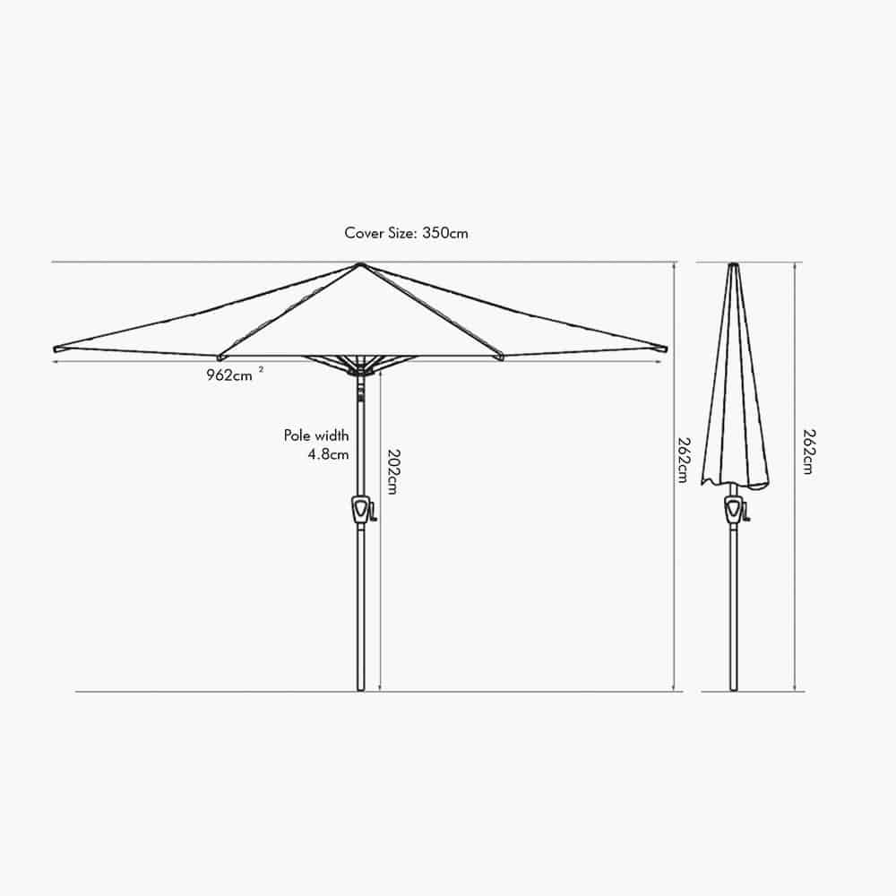 RIVA Grey Luna 3.5m Round Centre Pole Parasol